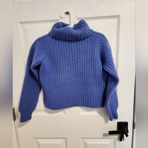 100% Wool Heavy Knit Turtleneck Sweater Blue 38 Youth L / Women’s XXS 1970s